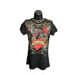 Y2K Women's Black T-Shirt with Pearlized Geographies - New
ONE SIZE 
Made in USA